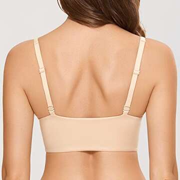 DOBREVA Women's Push Up Bra Wireless Padded No Underwire Back Smoothing Bralettes Sports Bras Beige 36D