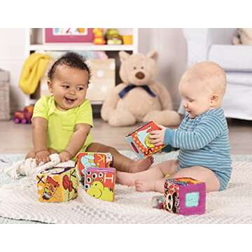 B. Toys Soft Fabric Building Blocks for Toddlers - Educational Alphabet Blocks with Textured Shapes ...