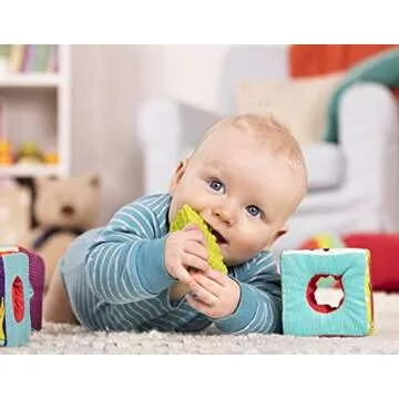 B. Toys Soft Fabric Building Blocks for Toddlers - Educational Alphabet Blocks with Textured Shapes - Stack & Play ABC Blocks for 6 Months+