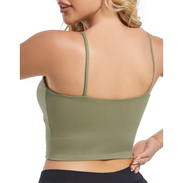 HHUQ Workout Tops for Women,Longline Padded Medium Support Sports Bras Tank Top for Running Yoga Fit...
