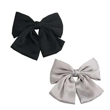 PIDOUDOU Set of 6 Big Satin Solid 8 Inch Bow Hair Clips Women Barrettes