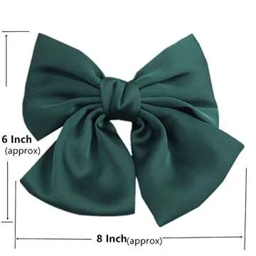 PIDOUDOU Set of 6 Big Satin Solid 8 Inch Bow Hair Clips Women Barrettes