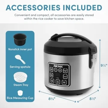 AROMA Digital Rice Cooker & Steamer - 4 Cup Capacity