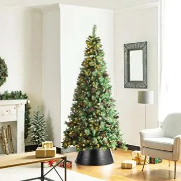 Glitzhome 26" D Black Hammered Metal Tree Collar - Stylish and Practical Christmas Decoration