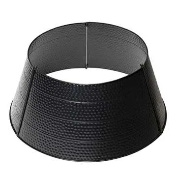 Elegant Black Hammered Tree Collar for Christmas Decorating
