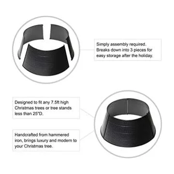 Elegant Black Hammered Tree Collar for Christmas Decorating
