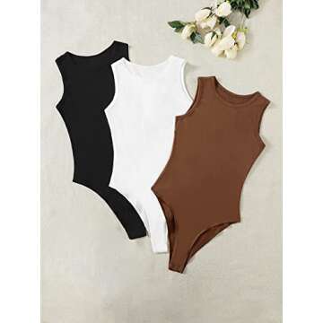 Milumia Women's 3 Pack Sleeveless Bodysuit Set - Chic and Comfortable Tops