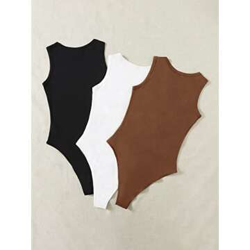 Milumia Women's 3 Pack Sleeveless Bodysuits Set for All Occasions