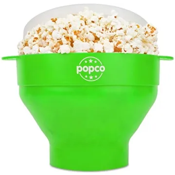 The POPCO Silicone Popcorn Popper - Collapsible Microwave Popcorn Maker - Air Popper Popcorn Bowl wi...