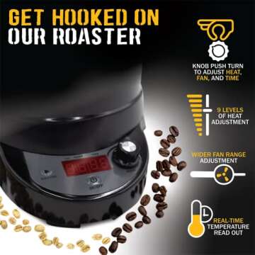 Fresh Roast SR800 Automatic Coffee Bean Roaster - Roast Coffee At Home - Variable Heat Settings - Convection Fan Control - Digital Status Display - Speed Roasting System - The Freshest Roast On Earth
