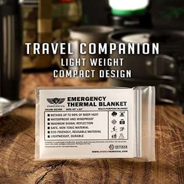 EVERLIT Survival Emergency Mylar Thermal Blanket, Foil Space Blanket Designed for NASA, Body Warmer ...