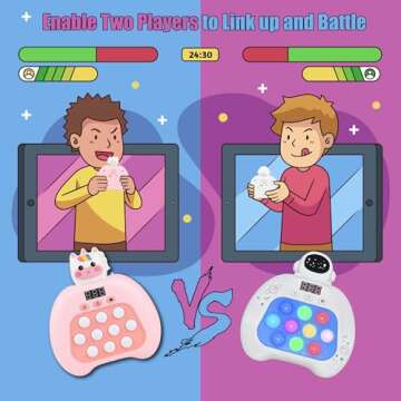 2 Pack Upgraded Fast Quick Game Pop Bubble Up Toys-Ideal Easter Basket Stuffers!Two-Player Online Battles Available,Handheld Games Perfect for Children Aged 6-12,Puzzle Game Sensory Toys（Whtie）