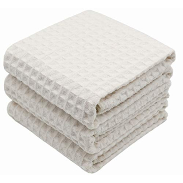 Luxury VeraSong Waffle Weave Kitchen Towels - Absorbent Microfiber Kitchen Textile, Pack of 3