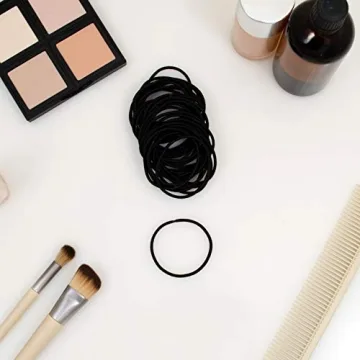 Black Thin Hair Elastics - 40 Count No Damage Hold