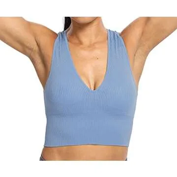 Venbond Women's Sexy Sleeveless Seamless Crop Top with Removable Pads and Deep Plunge V Neck
