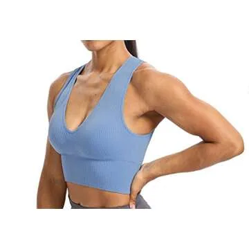 Venbond Women's Sexy Sleeveless Crop Top - Light Blue