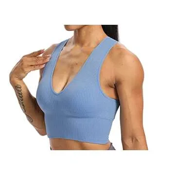 Venbond Women's Sexy Sleeveless Crop Top - Light Blue