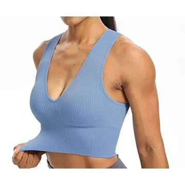 Venbond Women's Sexy Sleeveless Crop Top - Light Blue