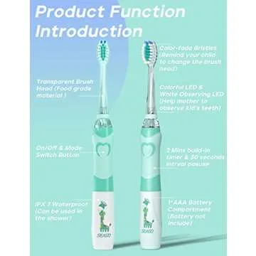 SEAGO Kids Electric Toothbrush with LED Lights for Fun Brushing