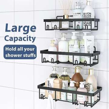 Liuoud Shower Caddy, 5 Pack Shower Organizer Rack for Inside Shower, self adhesived Shower Shelf Lar...