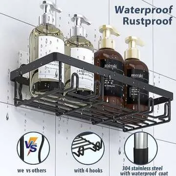 Liuoud Shower Caddy, 5 Pack Shower Organizer Rack for Inside Shower, self adhesived Shower Shelf Large Capacity Rustproof Stainless Steel Bathroom wall storage shower basket