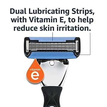 Amazon Basics 5-Blade MotionSphere Razor for Men with Dual Lubrication and Precision Beard Trimmer, Handle & 2 Cartridges (Cartridges fit Amazon Basics Razor Handles only) (Previously Solimo)