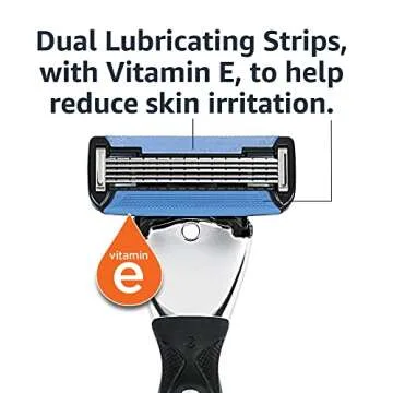 Amazon Basics 5-Blade MotionSphere Razor for Men with Dual Lubrication and Precision Beard Trimmer, Handle & 2 Cartridges (Cartridges fit Amazon Basics Razor Handles only) (Previously Solimo)