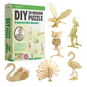 Hands Craft DIY 3D Wooden Bird Puzzle Bundle - 6 Premium Puzzles for Family Fun and Learning