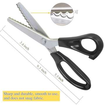 Hui Tong Strong & Sharpe Pinking Shears,Pinking Shears Scissors for Fabric, Serrated and Scalloped Scissors Fabric,3mm,5mm,7mm (Scalloped 7mm)