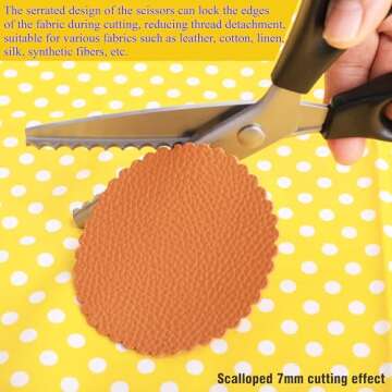 Hui Tong Strong & Sharpe Pinking Shears,Pinking Shears Scissors for Fabric, Serrated and Scalloped Scissors Fabric,3mm,5mm,7mm (Scalloped 7mm)