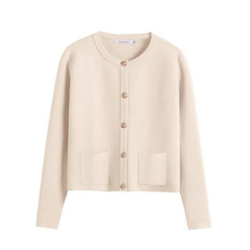 ANRABESS Women Striped Cardigan Sweaters Button Down Cropped Knit Lady Jackets Coat 2025 Fall Outfit...