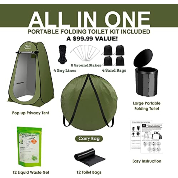 Portable Toilet Kit for Camping with Privacy Tent