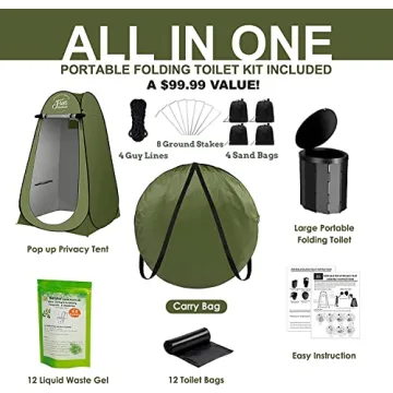 Portable Toilet Kit for Camping with Privacy Tent