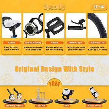 RoyalBaby Freestyle Toddlers Kids Bike 12 Inch Childrens Learning Bicycle with Training Wheels Boys Girls Beginners Ages 3-4 Years, White