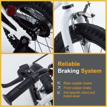 RoyalBaby Freestyle Toddlers Kids Bike 12 Inch Childrens Learning Bicycle with Training Wheels Boys Girls Beginners Ages 3-4 Years, White