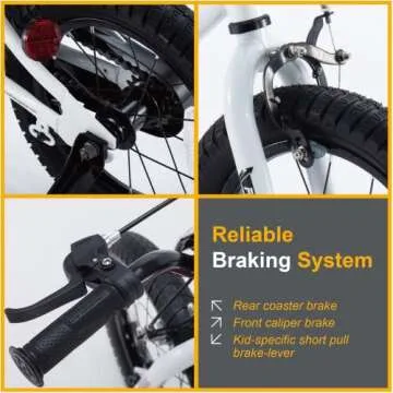 RoyalBaby Freestyle Toddlers Kids Bike 12 Inch Childrens Learning Bicycle with Training Wheels Boys Girls Beginners Ages 3-4 Years, White