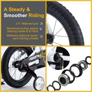 RoyalBaby Freestyle Toddlers Kids Bike 12 Inch Childrens Learning Bicycle with Training Wheels Boys Girls Beginners Ages 3-4 Years, White