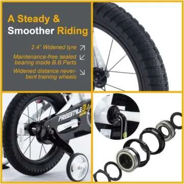 RoyalBaby Freestyle Toddlers Kids Bike 12 Inch Childrens Learning Bicycle with Training Wheels Boys Girls Beginners Ages 3-4 Years, White