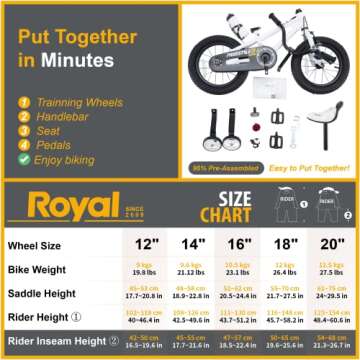 RoyalBaby Freestyle Toddlers Kids Bike 12 Inch Childrens Learning Bicycle with Training Wheels Boys Girls Beginners Ages 3-4 Years, White