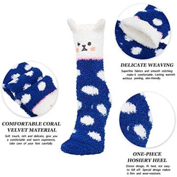 Zmart Fuzzy Socks for Women Teen Girls, Fluffy Socks Warm Winter Cozy Animal Socks for Indoor Use