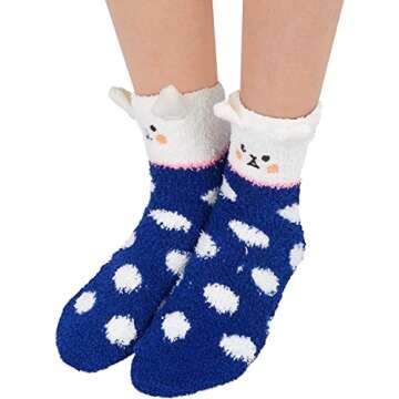 Zmart Fuzzy Socks for Women Teen Girls, Fluffy Socks Warm Winter Cozy Animal Socks for Indoor Use