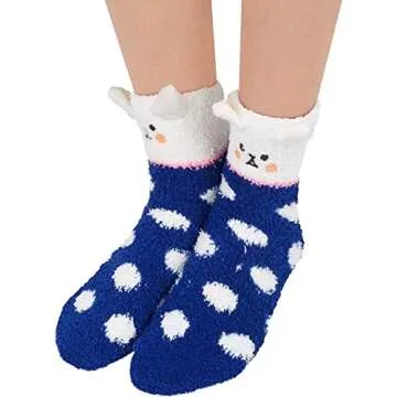 Zmart Fuzzy Socks for Women Teen Girls, Fluffy Socks Warm Winter Cozy Animal Socks for Indoor Use