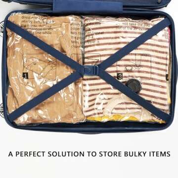 Vacuum Storage Bags 8 Combo, (2 Jumbo, 2 Large, 2 Medium, 2 Small) Space Saver Bags with Travel Hand Pump, Compression Airtight Sealer Bags for Clothes, Pillows, Comforters, Blankets