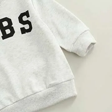 Toddler Baby Girl Boy SIS/Bubba Letter Print Sweatshirt Crewneck Pullover Tops Sister and Brother Matching Clothes (Grey BUBS, 1-2T)