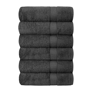 QUBA LINEN Hotel & Spa 100% Cotton Bath Towels Set of 6-24x48 inch Ultra Soft Highly Absorbent Daily...