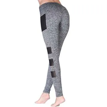 N NORA TWIPS Womens Yoga Pants with Pockets, Power Flex,Tummy Control Workout Yoga Capris Pants Leggings Grey