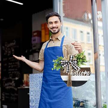 Welcome Sign for Front Door Decor, Farmhouse Decor Wreath Wall Hanging Welcome Door Sign with Wood Bead Garland with Tassels Welcome Front Porch Door Sign for Indoor Outdoor Home Decor