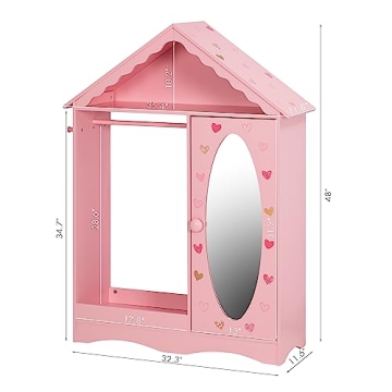UTEX Kids Dress Up Storage with Mirror for Girls
