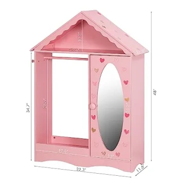 UTEX Kids Dress Up Storage with Mirror for Girls