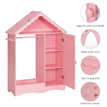 UTEX Kids Dress Up Storage with Mirror for Girls